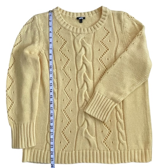 Talbots Sunny Yellow Cable Knit cotton blend crew neck Sweater Sz: 1X NWOT - Picture 8 of 10
